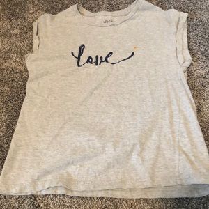 Gray Blouse with “love” embroidered